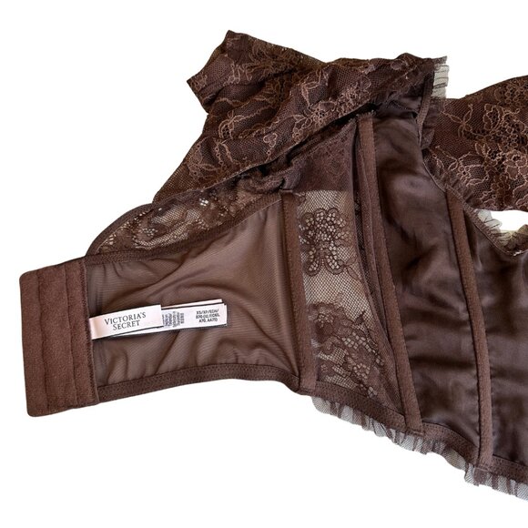 EUC! VS Dream Angels Brown Rhinestone Long Sleeve Corset Bra Top Size XS - Picture 6 of 13